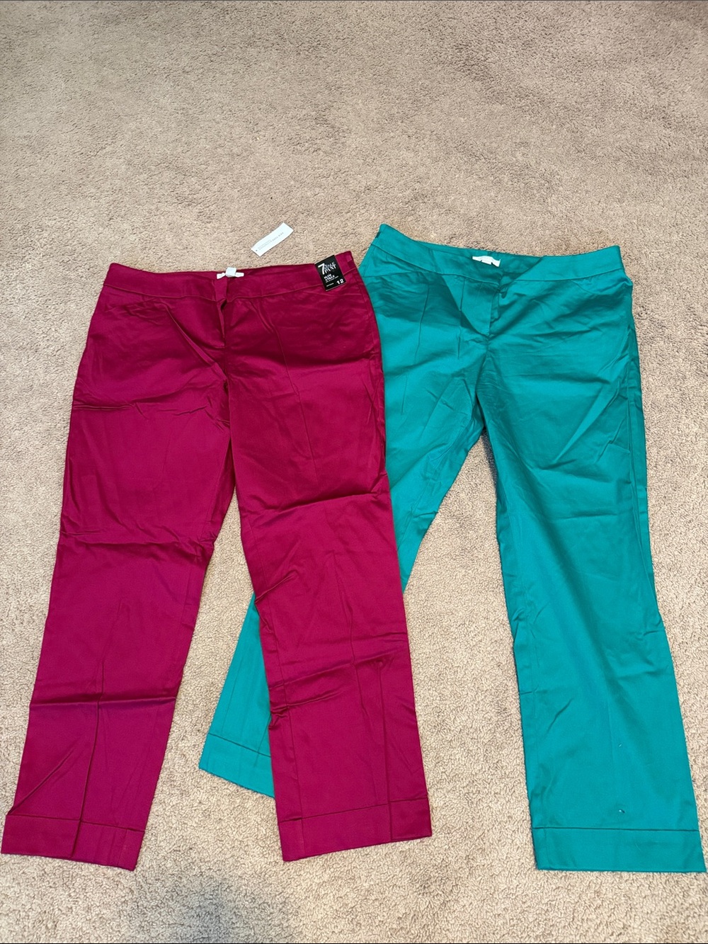 LOT women’s Pink and Teal Stretch Cotton Pants - Set of 2